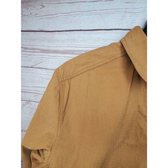 Rare Territory Ahead Jeans Cotton Brown Scale Style Button Up Shirt - Picture 2 of 12